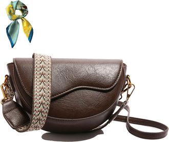 Generic Women Retro Chic Saddle Bag Trendy Crescent Purse,Soft Faux Leather Crossbody Bags,Commute Underarm Shoulder Handbag (Brown)