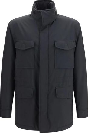 Brioni Performa Sahariana Jacket - Heren - Jassen - Blauw - Maat: M Zijde