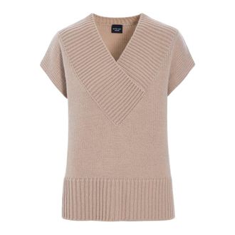 Bitte Kai Rand V-hals gebreid vest - Dames - Truien - Beige - Maat: M Wol