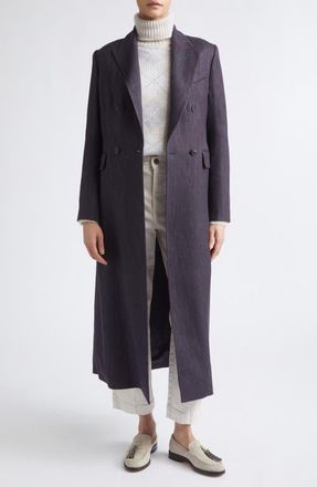 Eleventy Herringbone Wool Blend Duster Jacket in 177 Amethyst at Nordstrom, Size 44