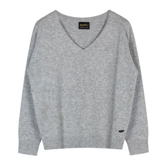 RefrigiWear V-neck Knitwear, female, Gray, Size: S Gray Wool Cashmere V-Neck Sweater