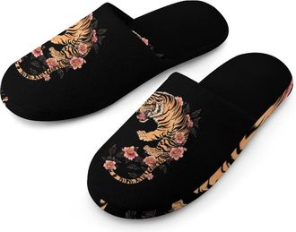 Generic Japanese Tiger Cotton Slippers for Men Memory Foam House Slippers Soft Anti-skid Sole Indoor Outdoor Shoes