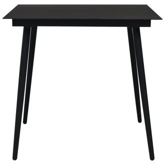 Berkfield Home Garden Dining Table Black 80x80x74 cm Steel & Glass | Size: 80 x 80 x 74 cm