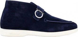 Ferragamo Mens Suede Desert Boots In Dark Blue