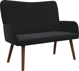 vidaXL Divano A 2 Posti Nero 115 X 61 X 87 Cm Velluto Vidaxl