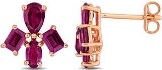 Delmar Rhodolite Garnet Floral Stud Earrings in Pink at Nordstrom Rack
