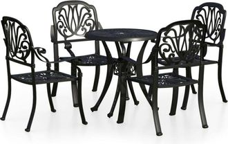 vidaXL 5 Piece Bistro Set Cast Aluminium Black vidaXL