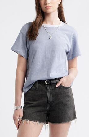 Treasure & Bond Favorite Cotton T-Shirt in Blue Tonal Micro Stripe at Nordstrom, Size Xx-Small