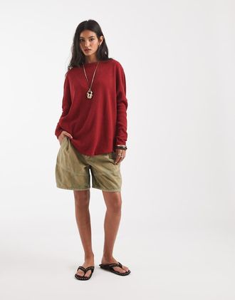Free People Top termico a maniche lunghe rosso