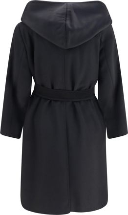 Max Mara Womens Wool Drap Robe Coat Nero Fleece Ovis Aries