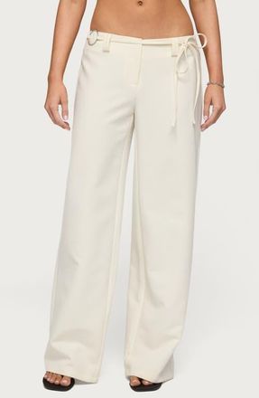 Edikted Raphael Tie Waist Wide Leg Pants in White at Nordstrom, Size X-Large