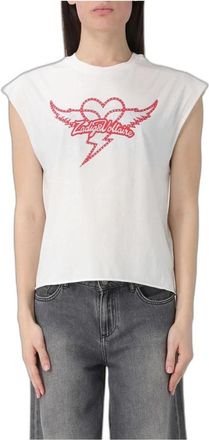 Zadig&Voltaire Grafisch Print Mouwloos T-shirt - Dames - Tops zonder mouwen - Wit - M - Tops