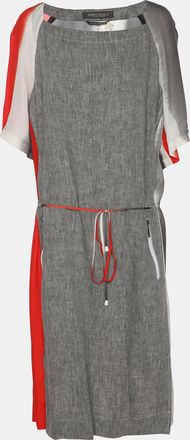 Marina Rinaldi Multicolor Silk Linen Drawstring Dress