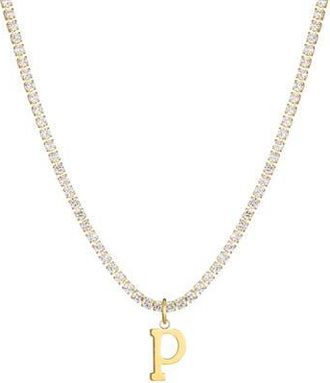 Adornia Initial Charm Tennis Necklace in Gold-P at Nordstrom Rack