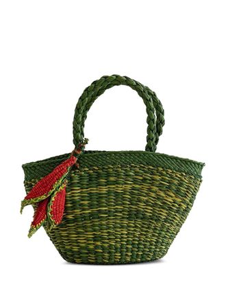 Amor y Mezcal straw tote bag - women - Straw - One Size - Green