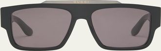 Gucci Mens GG1460Sm Acetate Rectangle Sunglasses
