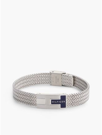 Tommy Hilfiger Mens Nautical Mesh Bracelet - Silver
