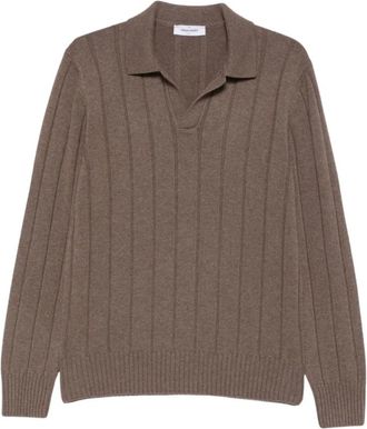 Gran Sasso Polo van scheerwol - Heren - Tops - Bruin - Maat: XL Wol