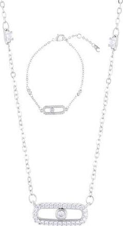 Adornia Dancing Stone Bar Pendant Necklace & Bracelet Set in Silver at Nordstrom Rack