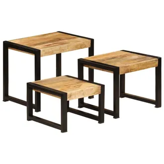 Berkfield Home Nesting Tables 3 pcs Solid Mango Wood in Brown