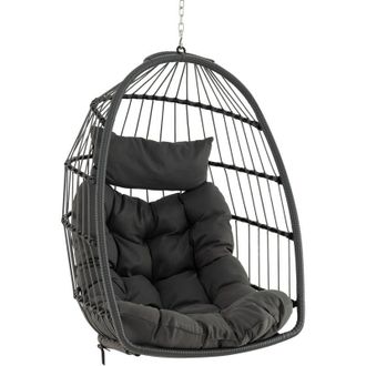 Costway Costway Silla Colgante Tipo Huevo, Coj&iacute;n Y Almohadilla, Columpio Colgante Para Interior Y Exterior, Sillon Colgante De Dise&ntilde;o Plegable, Carga 150kg