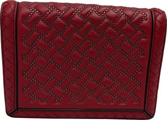 Bottega Veneta Pre-owned Womens Mini Montebello Crossbody Bag in Burgundy Leather - One Size