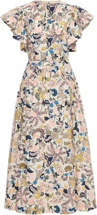Ulla Johnson Jurk met ruches en bloemenprint - Wit