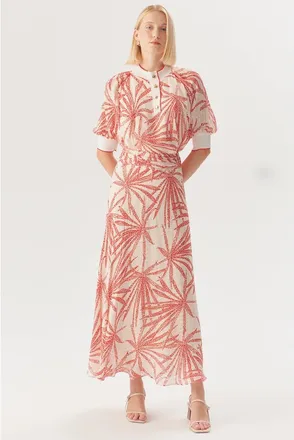 Exquise Drawstring Waist Midi Skirt in Red at Nordstrom, Size X-Large
