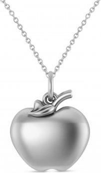 Allurez Apple Charm Pendant Necklace 14K White Gold