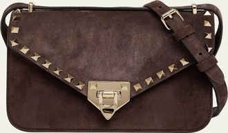 Valentino Garavani Rockstud Suede Shoulder Bag
