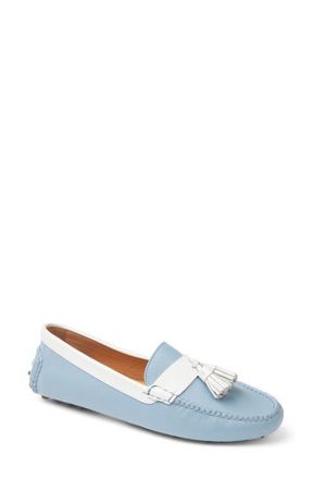Patricia Green Jordan Moc Toe Tassel Loafer in Sky Blue/White Leather at Nordstrom, Size 8.5