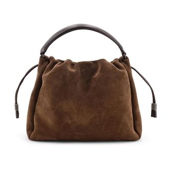 Brunello Cucinelli Borsa a secchiello con coulisse in camoscio - - Bags - Donna - Marrone - ONE SIZE
