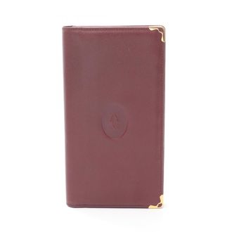 Cartier Bordeaux Leather Long Wallet (Bi-Fold) (Pre-Owned)