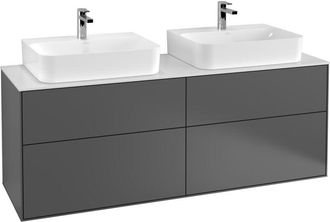 Villeroy & Boch Finion, Mueble De Ba&ntilde;o, 1600 X 603 X 501 Mm, Angular, Modelo Suspendido, De Madera, Para 2 Lavabos, Lacado Blanco Brillo