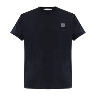 Stone Island T-shirt met logo patch - Heren - T-shirts - Blauw - 2XL - Katoen - Tops