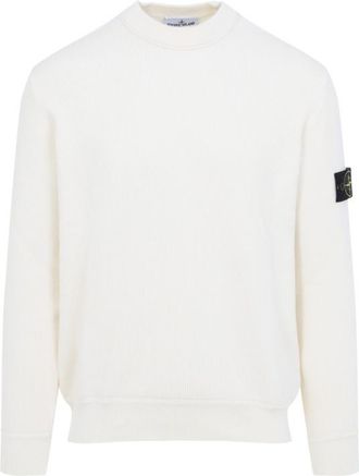 Stone Island Off White Crewneck Logo Sweater