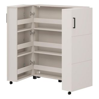 Dmora Zapatero Ystad, Mueble Para Zapatos 9 Estantes, 2 Puertas, Puertas Dobles, Apertura Con Ruedas, 92x33x113h Cm Blanco Crema