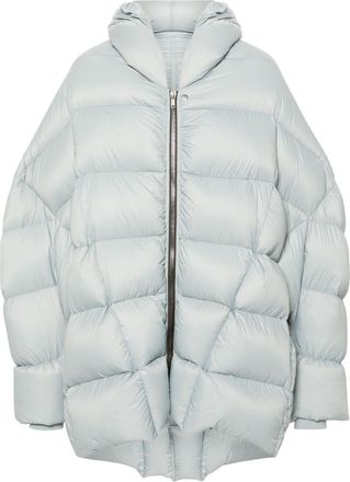 Rick Owens Jumbo Hooded Peter coat - men - Virgin Wool/Recycled Polyamide/Cotton/Goose Down/Feather - 48 - Blue