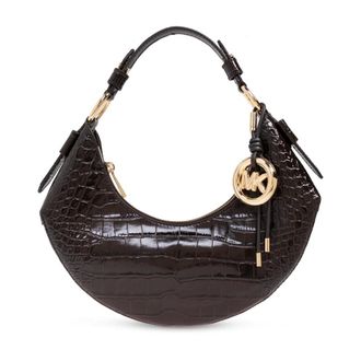 Michael Kors Handbags, female, Brown, ONE SIZE, Koa Medium Crocodile-Embossed Leather Shoulder Bag