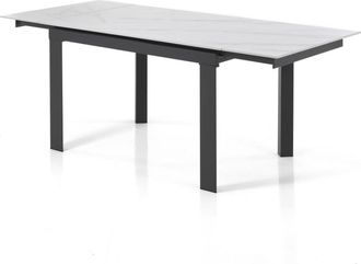 Oresteluchetta Mesa extensible cer&aacute;mica/acero blanco-gris 75x80x120-180 cm