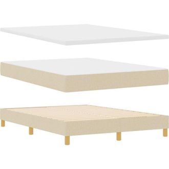 vidaXL Box Spring Bed with Mattress Cream 90x200 cm Fabric Cream vidaXL
