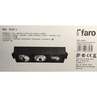 Faro Barcelona Faro Barcelona - Faro 43343 - hide 3 Spot built-in 3 Lights - G53 AR111 100W - black
