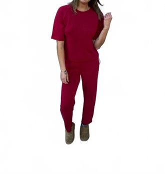 Mono B Laguna Soft Drape Cropped Pants In Garnet Red