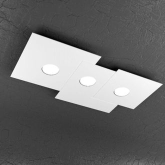 Top-Light Top-light - Plafoniera Moderna Rettangolare Plate Metallo Bianco 3 Luci Gx53