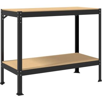 vidaXL vidaXL Banco da lavoro con lo scaffale Nero 115 x 55 x 91 cm