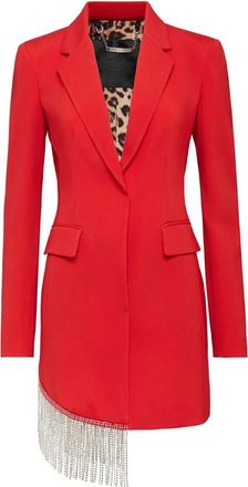 Philipp Plein Blazerjurk Franje - Dames - Korte kleedjes - Rood - M - Leer - Kleedjes
