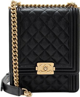 Chanel Black Caviar Leather N/S Boy Bag (Authentic Pre-Loved)