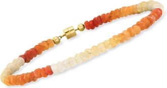 Ross-Simons 3.5-4mm Multicolored Opal Bead Bracelet With 14kt Yellow Gold Magnetic Clasp