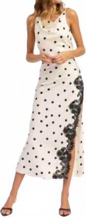 En Saison Abigail Polka Dot Maxi Slip Dress In White