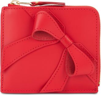 Comme Des Gar&ccedil;ons Womens Leather Wallet With Bow - Red Cow Hide & Purses